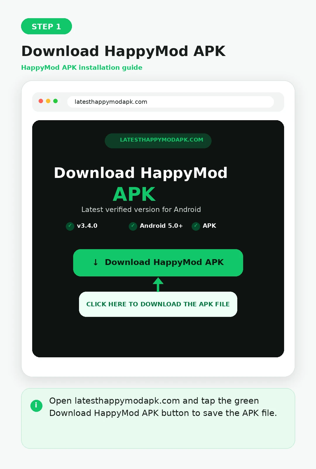 Download HappyMod APK from the download page