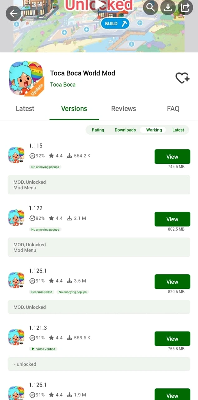 Compare HappyMod game MOD versions