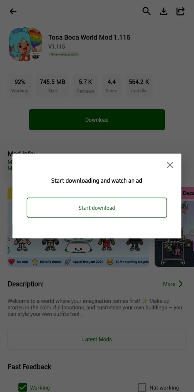 Start HappyMod game MOD download