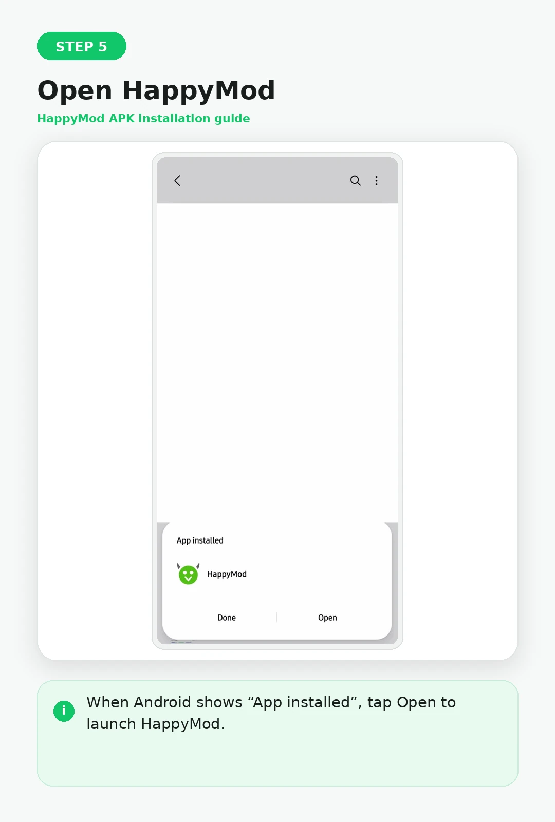 HappyMod app installed successfully on Android