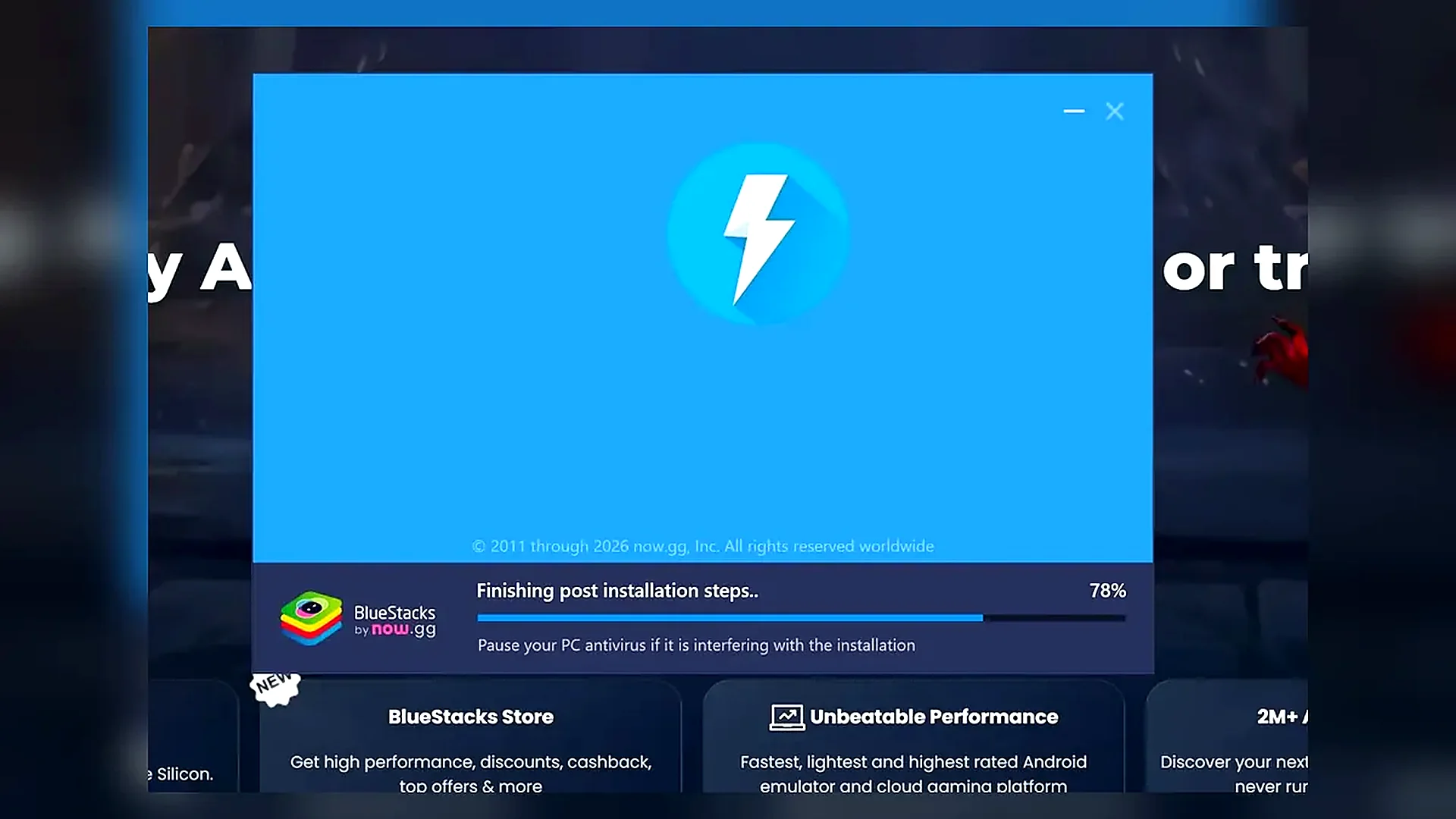 BlueStacks 5 finishing installation on Windows