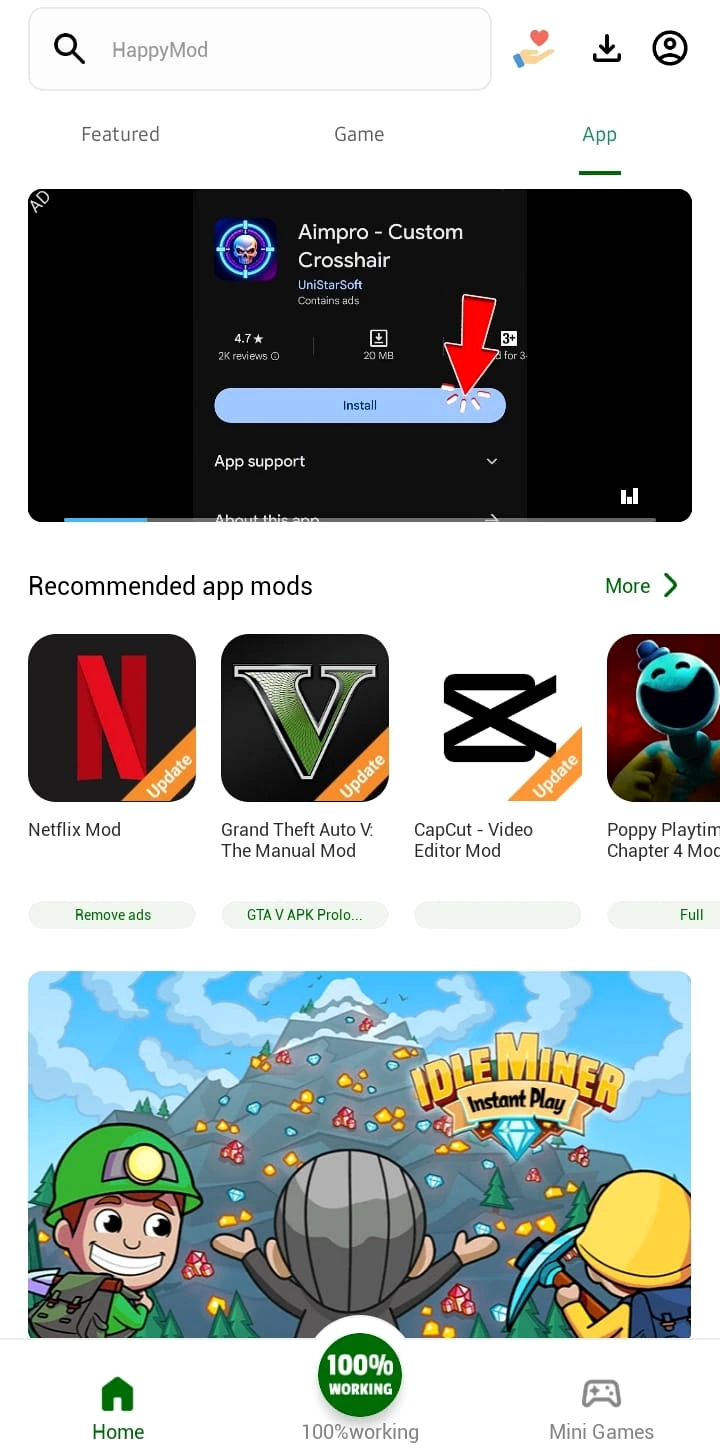 HappyMod App MODs home screen